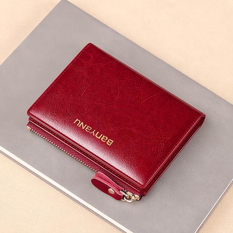 Anti  Woman Small Genuine Leather Purse  New Design Ultra Thin Coin Wallet for Women Fashion Gifts