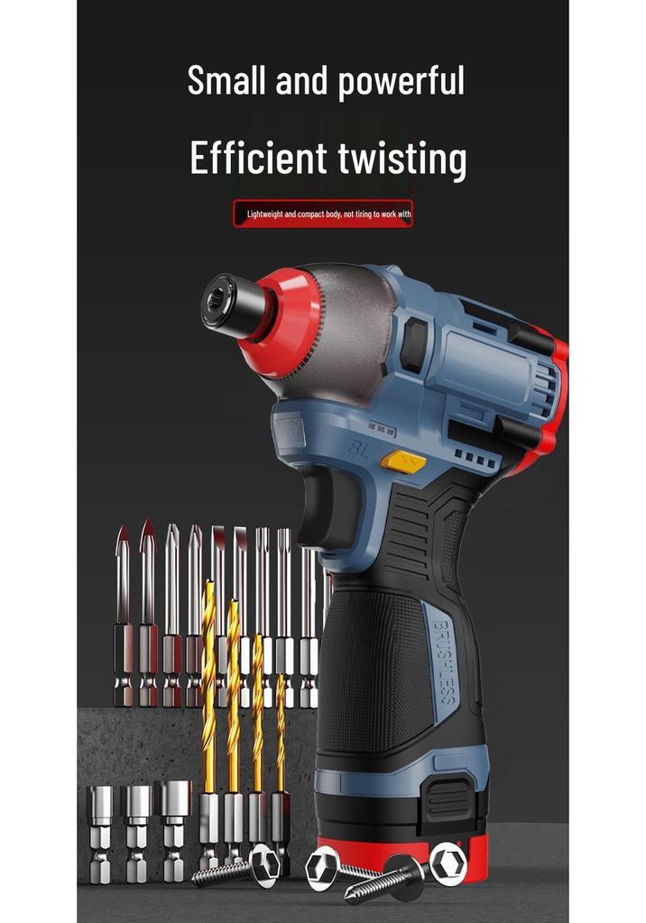 High-Power Brushless Impact Drill & Electric Screwdriver - Multi-functional for Drilling & Repair Tasks