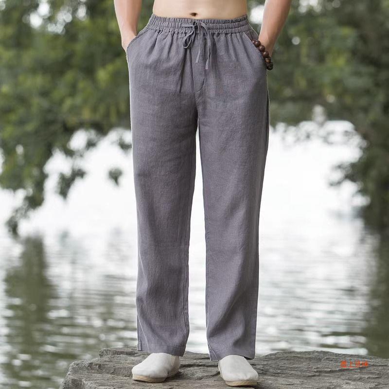 Men's Summer Chinese Style Loose Linen Pants