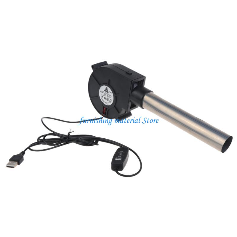 Y5GD 5V USB Plug Blower Grill BBQ Fan Portable Barbeque Air Blower for Outdoor Barbecue Bellow Camping Hiking