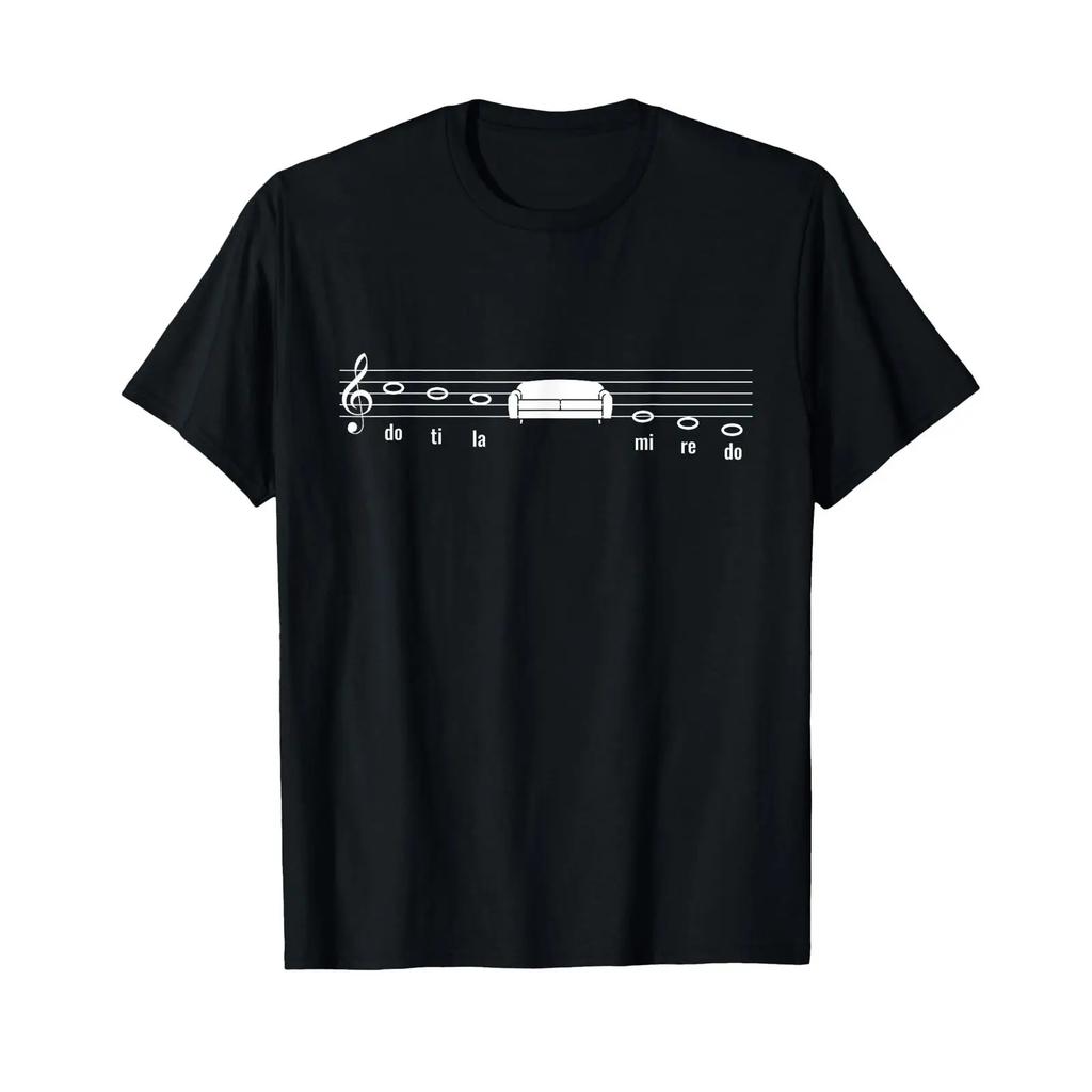 Funny Music Pun Musical Scale Sofa T Shirt Vintage Casual Slightly Stylish Graphic Homme Versatile Streetwear