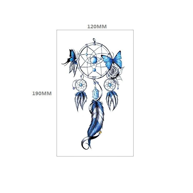 

Наклейка-татуировка «Ловец снов» с индийским тотемным пером и кружевным узором в виде розы Брахмы, водонепроницаемая наклейка-татуировка для девочек 120*190MM