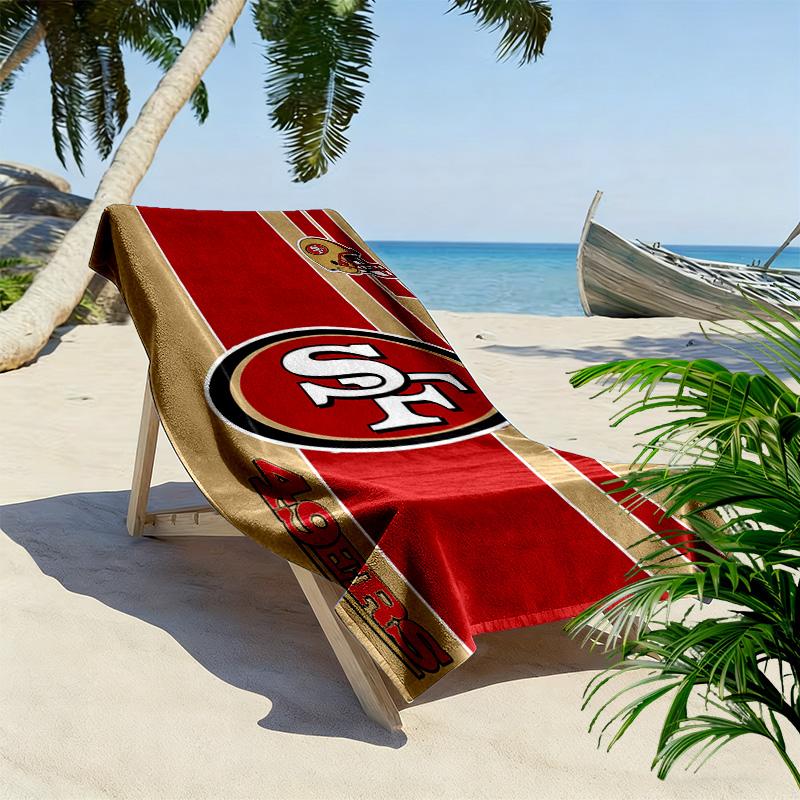 Telo da Spiaggia Stampa San Francisco 49ers, Grande Morbido Asciugatura Rapida per Spiaggia Campeggio Nuoto