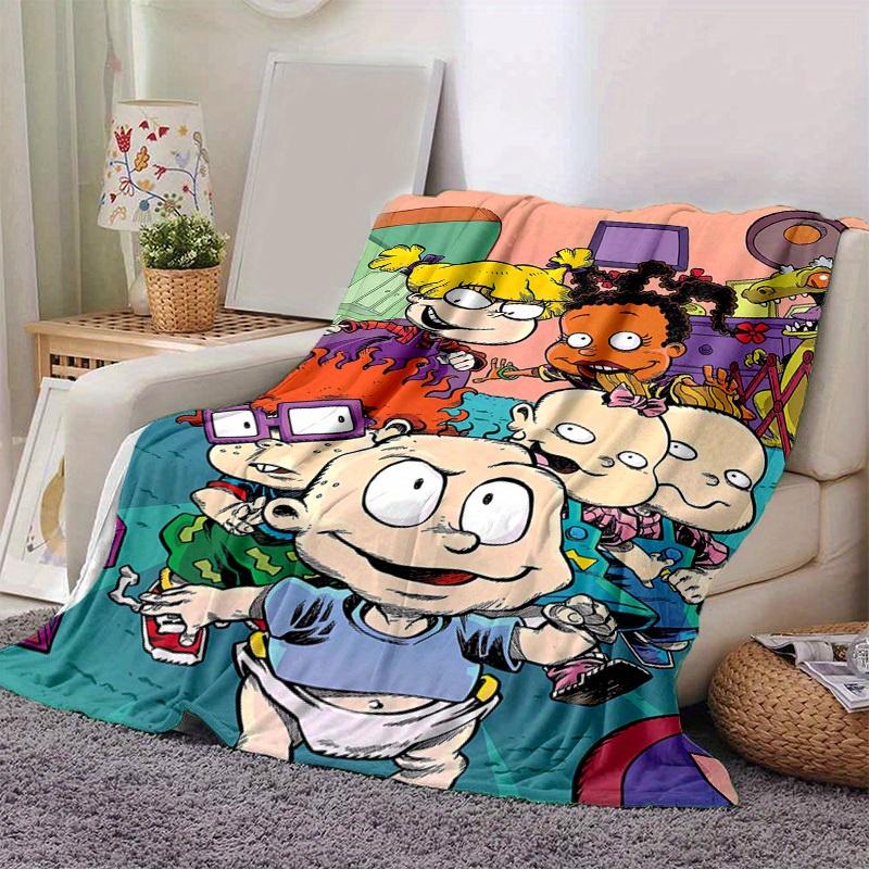 1pc Rugrats Home Decor: Cozy Flannel Blanket Gift for Bedroom, Living Room, Travel, Camping, Car, Beach, Office Naps – Perfect Sofa Throw & Outdoor fo