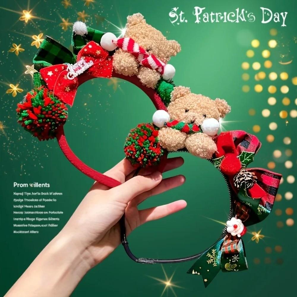 Adjustable Christmas Headband Lightweight Hair Clip Cute Bear Hair Accessory