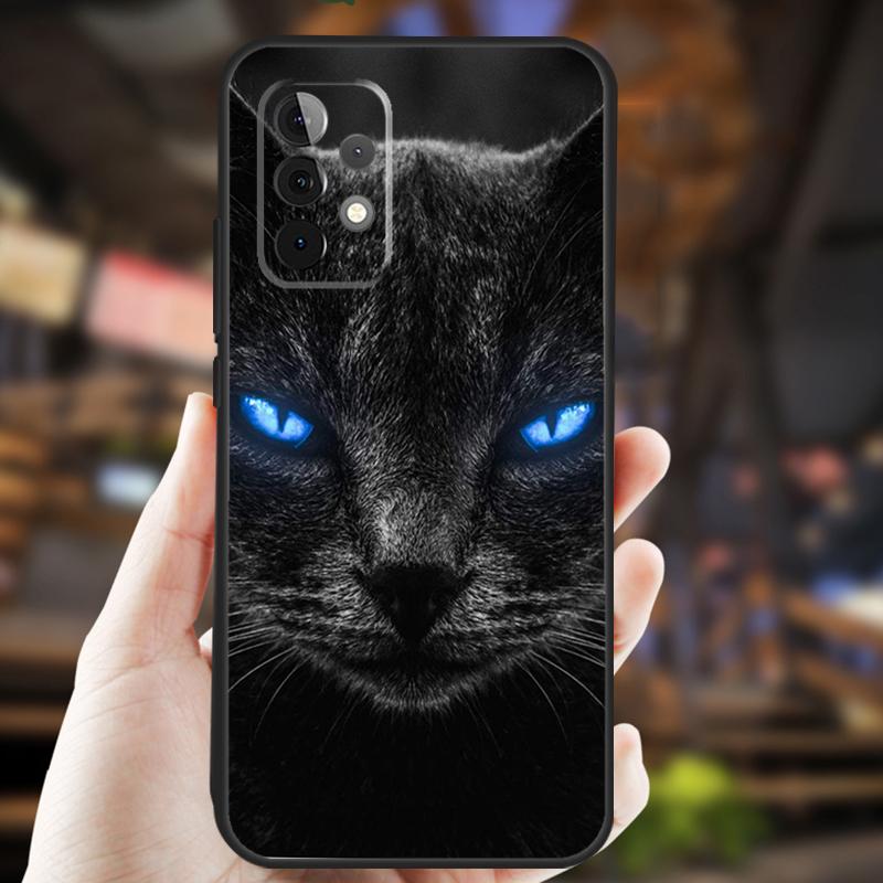 Black Cat Staring Eye Case For Samsung Galaxy A05 A06 A22 A53 A33 A26 A16 A56 A36 A32 A52 A54 A34 A14 A55 A15 A35