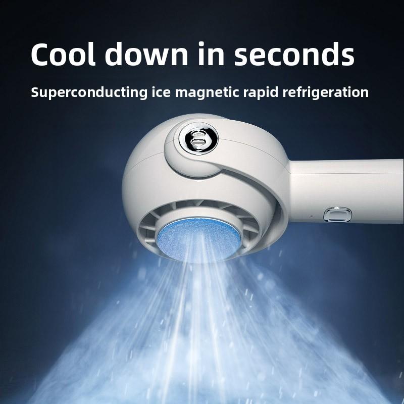 Cross-border New High-speed Handheld Small Plastic Fan Turbo Fan Portable USB Charging Brushless Motor Ice Cooling Neck-Hanging