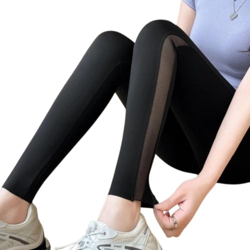 Ice Leather Yoga Pencil Pants Mesh Female Tight Trousers Women Sharkskin Pants for Summer