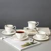 Nordic Style Bone China Coffee Set - Gold Trimmed Butterfly Design Cups (White).
