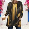 Women Plus Size Round Neck Long Sleeve Printed Light Purple Loose T Shirt With Pockets