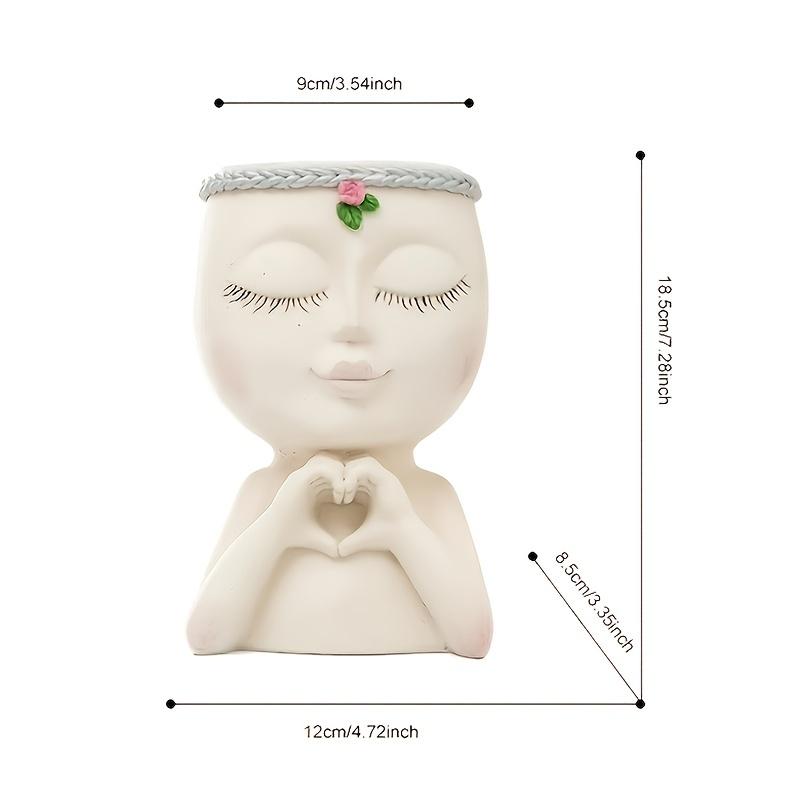 1pc Figura Vaso di fiori Donne Faccia Statua Vaso Fioriera Ornamenti per interni ed esterni Decorazioni per la casa Giardino Patio (4,7*7,3*3,4 pollici)