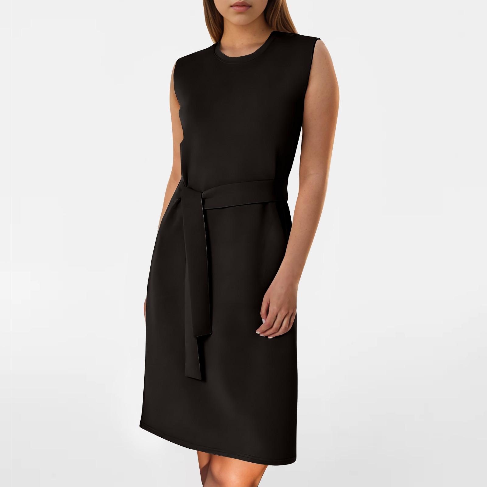 

Женское весеннее и летнее платье с круглым вырезом и рукавами на бретельках S чёрный