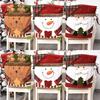 6 Pcs Christmas Chair Back Cover for Dining Room, Santa Claus Snowman Reindeer Xmas Dinner Chairs Cover, Chair Slipcover for Kitchen Hotel Holiday