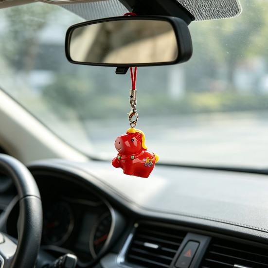 Taschenanhänger mit hochfestem rotem Lanyard Pferdeanhänger Glückssymbol-Anhänger Leichter Autoanhänger