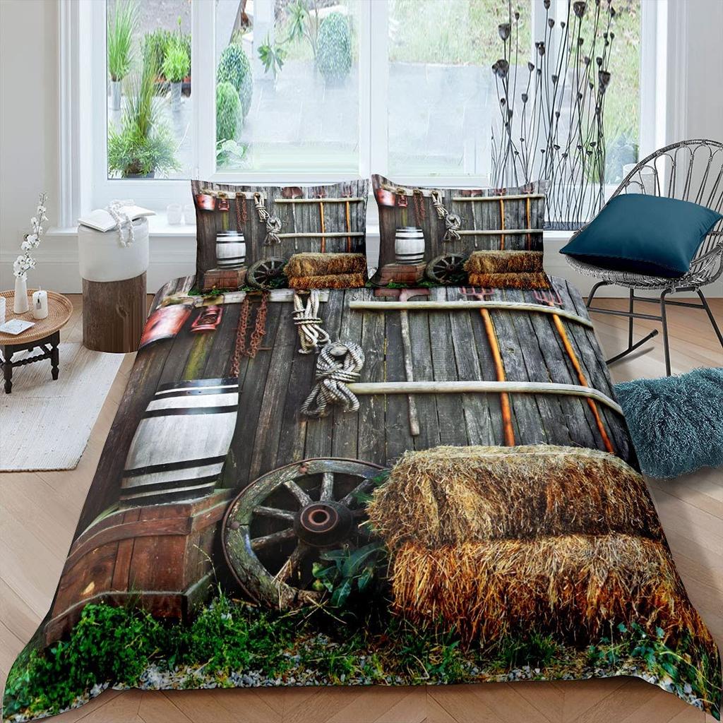 Rustic Farmhouse Wood Door Print Comforter Cover Butterfly Theme Duvet Cover,Girl Women Pink Rose Flower Bedding Set for Bedroom