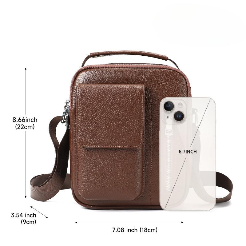 Multi-functional Pocket Single-shoulder Bag, Genuine Leather Versatile Portable Small Bag, Business Retro Crossbody Bag