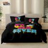 3Pcs Six Seven Black Printed Coreless Down Comforter Set Comfortable Bedroom Dormitory Bedding Decoration Machine Washable