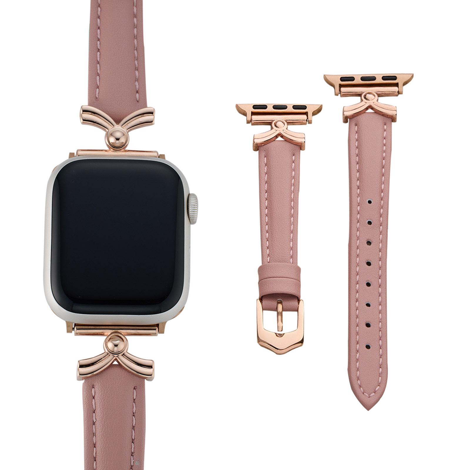 

thin Leather loop For Apple Watch band women Series 11/10/9/8/7/6/5/4/3/2/1 SE 38mm 40mm 41mm 42mm 44mm 45mm 46mm 49mm Strap 38mm40mm41mm розовый