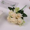 10pcs Simulation 7-head Corner Roses Bouquet Light Luxury Silk Pink Flowers Wedding Auditorium Decoration Rose Artificial Flower