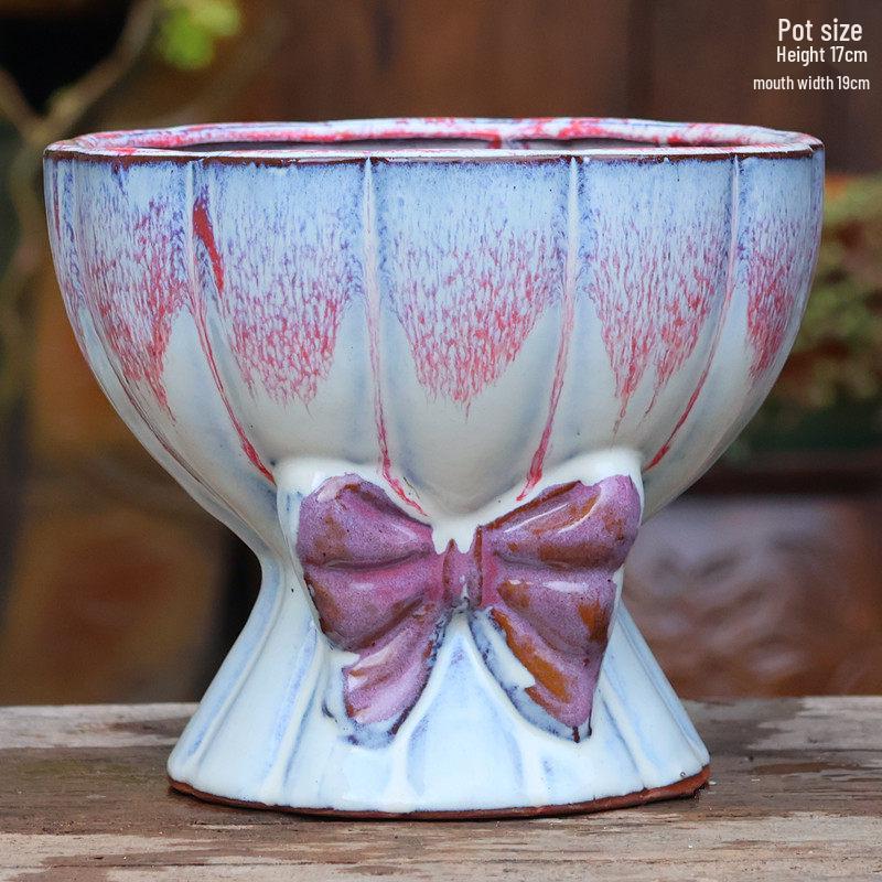 Handgefertigter unregelmäßiger quadratischer Keramik-Blumentopf für Sukkulenten - Pflanztopf mit großem Durchmesser für Mischbepflanzung