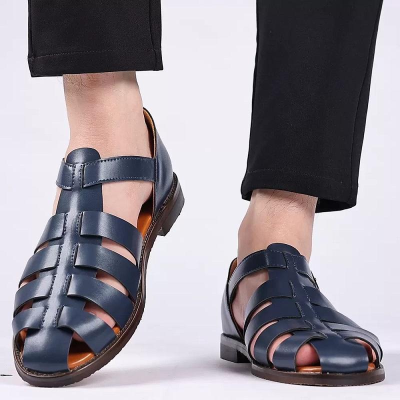 Summer Fashion Men's Sandals New Breathable Casual Roman Shoes with Toe Caps and Fish Mouth Comfortable Beach Plus Size Sandals