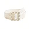 Pearl Buckle White Lace Versatile Decorative Skirt Niche Design Belt Waist Belt for Women