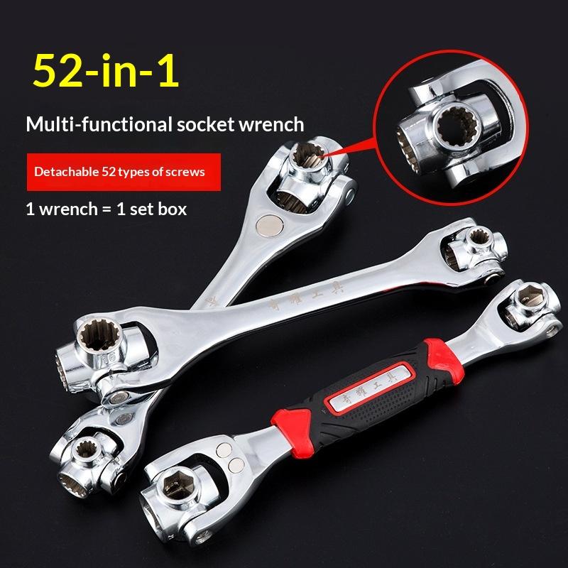 52/48 in 1 Hand-Spline-Schrauben-Steckschlüssel-Set Mehrzweckwerkzeug Universal-Ratschensteckschlüssel Multifunktionsschlüssel mit 360-Grad-Drehung