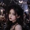 Gothic Black Rose Lace Crown Dark Style Halloween Hair Hoop  Halloween Cosplay