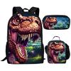 Large Capacity Schoolbag with Shoulder Strap; Student Three-piece Pencil Case Set