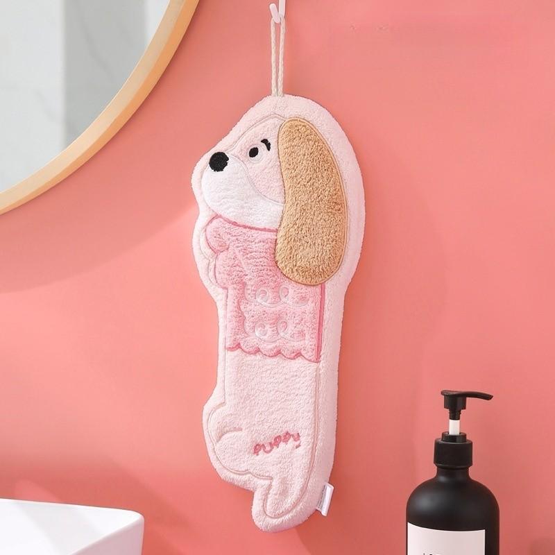 1 Stück Niedliches Cartoon Hängendes Korallenfleece Verdicktes Saugfähiges Schnelltrocknendes Handtuch Kinder Taschentuch Handtuch