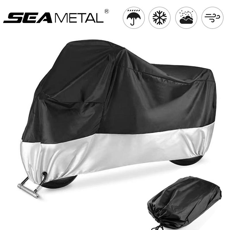 SEAMETAL Motorcycle Cover Motorbike Waterproof Outdoor Storage Bag Heavy Duty Motorcycle Scooter Shelter Protection Cover with Lock Holes