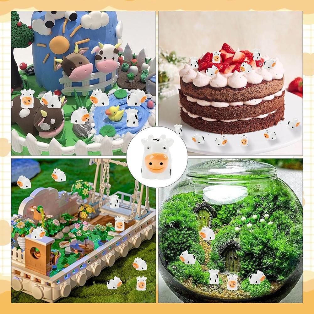 50 stuks mini koe beeldjes hars koe miniatuur dieren beeldjes feeën tuin miniatuur mos landschap doe-het-zelf knutselen