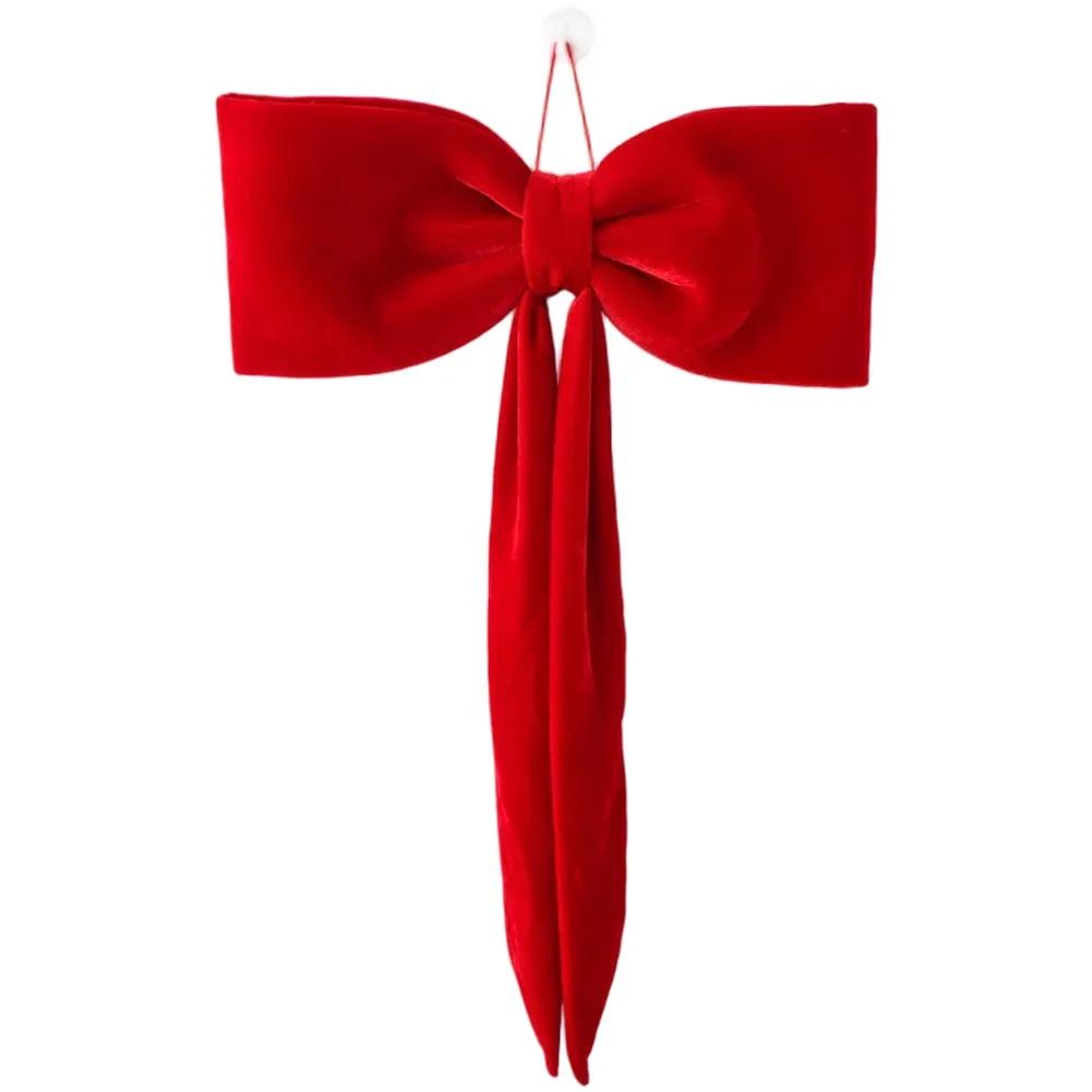 Christmas Tree and Window Hanging Velvet Bow Decoration Soft Fabric Material with Long Tail To Enhance Holiday Style