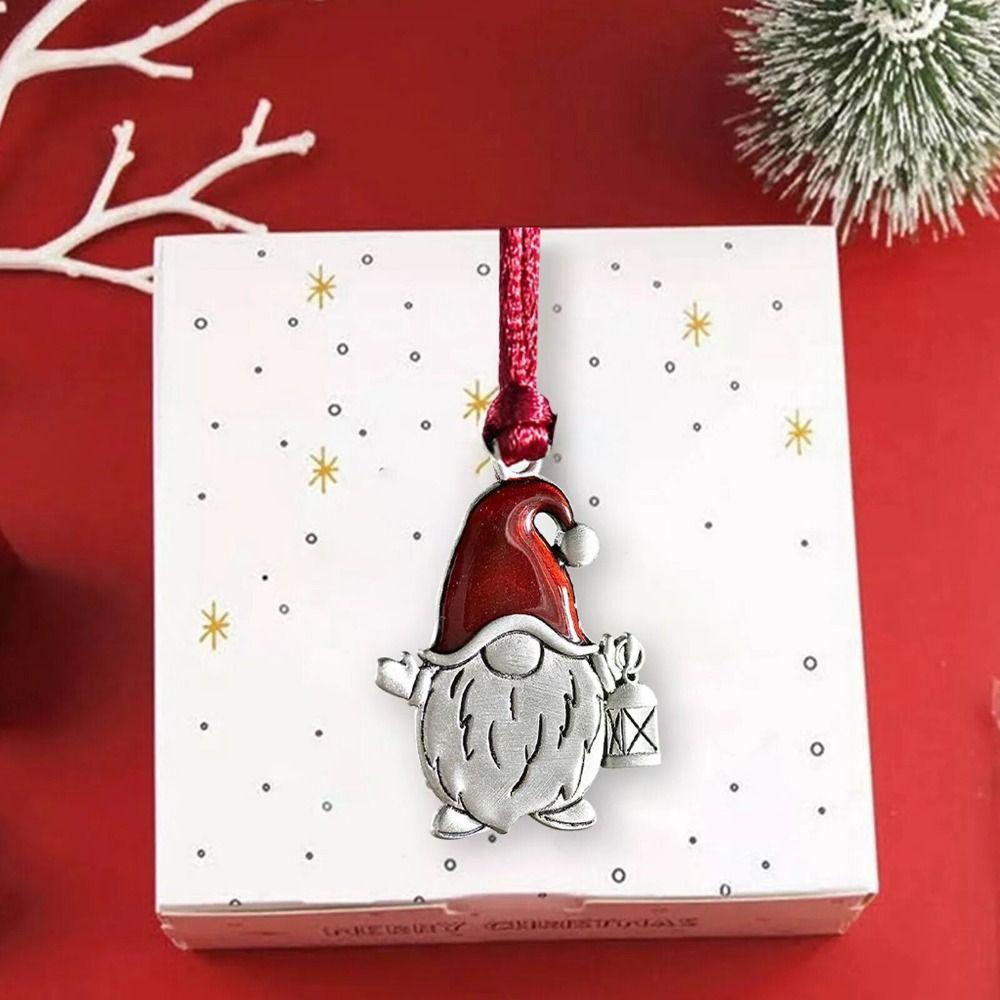 Double-Sided Solid Pewter Christmas Tree Ornament Gnomes Christmas Decorations Home