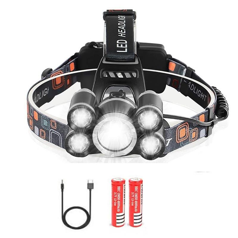 

COB Беговой свет USB зарядка светодиодный прожектор уличный кемпинг головной фонарь Headlight+2 batteries+USB