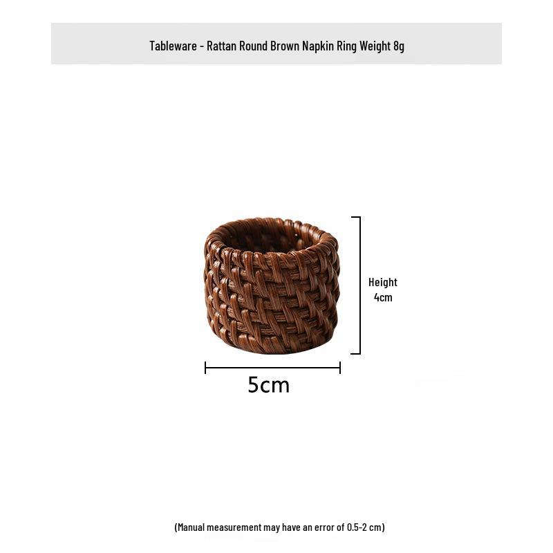 Vietnam Autumn Rattan Hand-Woven Napkin Ring - Seagrass Woven Holder for Western Restaurant Meals