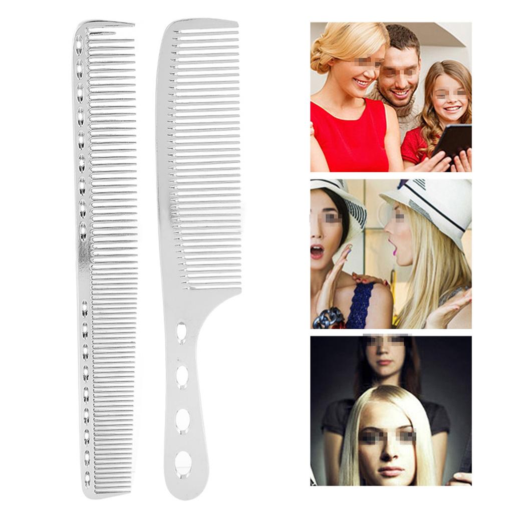 2pcs Set Hair Comb Space Aluminum Stainless Steel Anti static Sparse Haircut Comb Beauty Tool