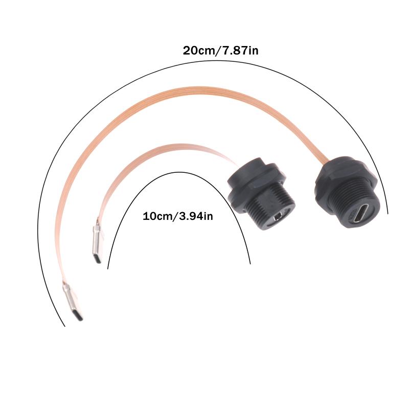 1 Pezzo Impermeabile Ip67 Ip68 Tipo C Femmina a Maschio Pfc Cavo Piatto 3.1 Filettato Tipo Type-C 3.1