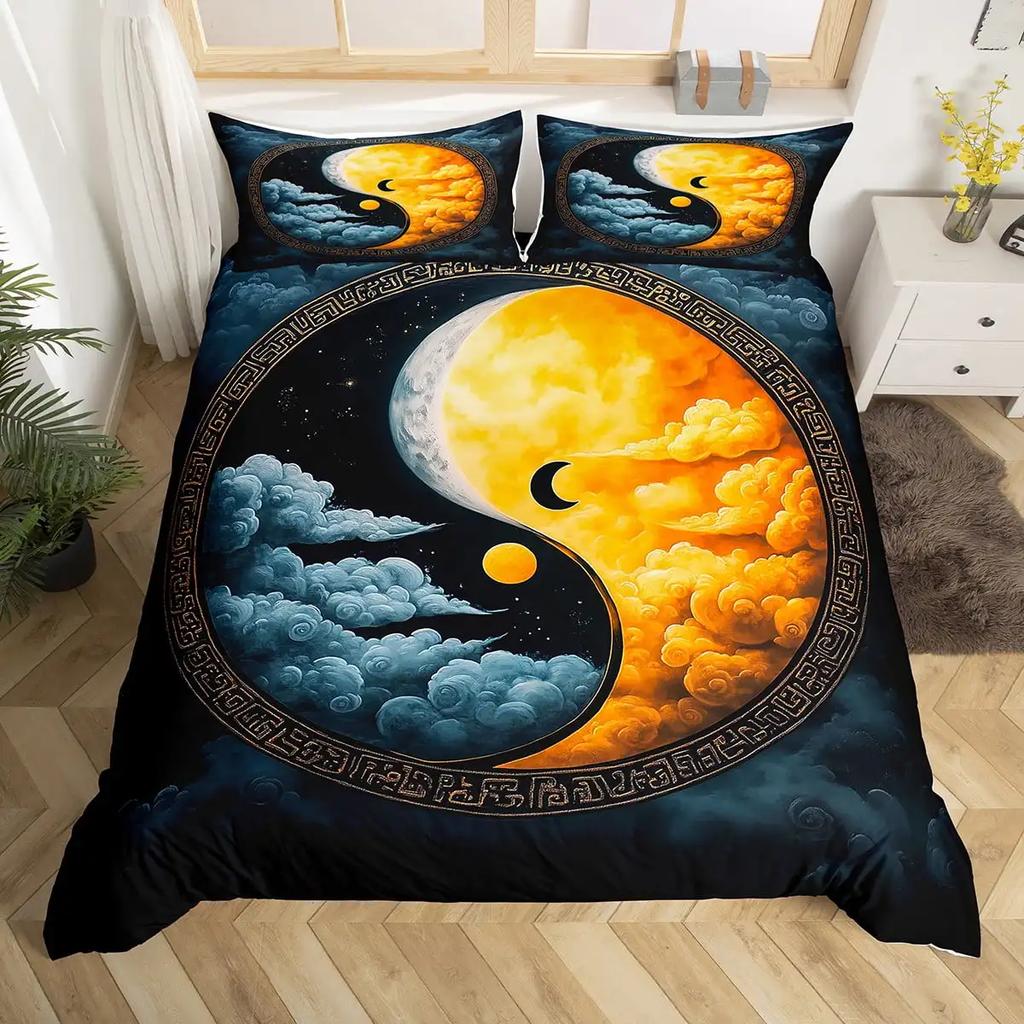 Yin Yang Tai Chi Soft Duvet Cover Set,Beding Set for Children Kids Plus Adult People, Home Decor, Quen Sized Dimensions Warm Soft Comfortable Plus