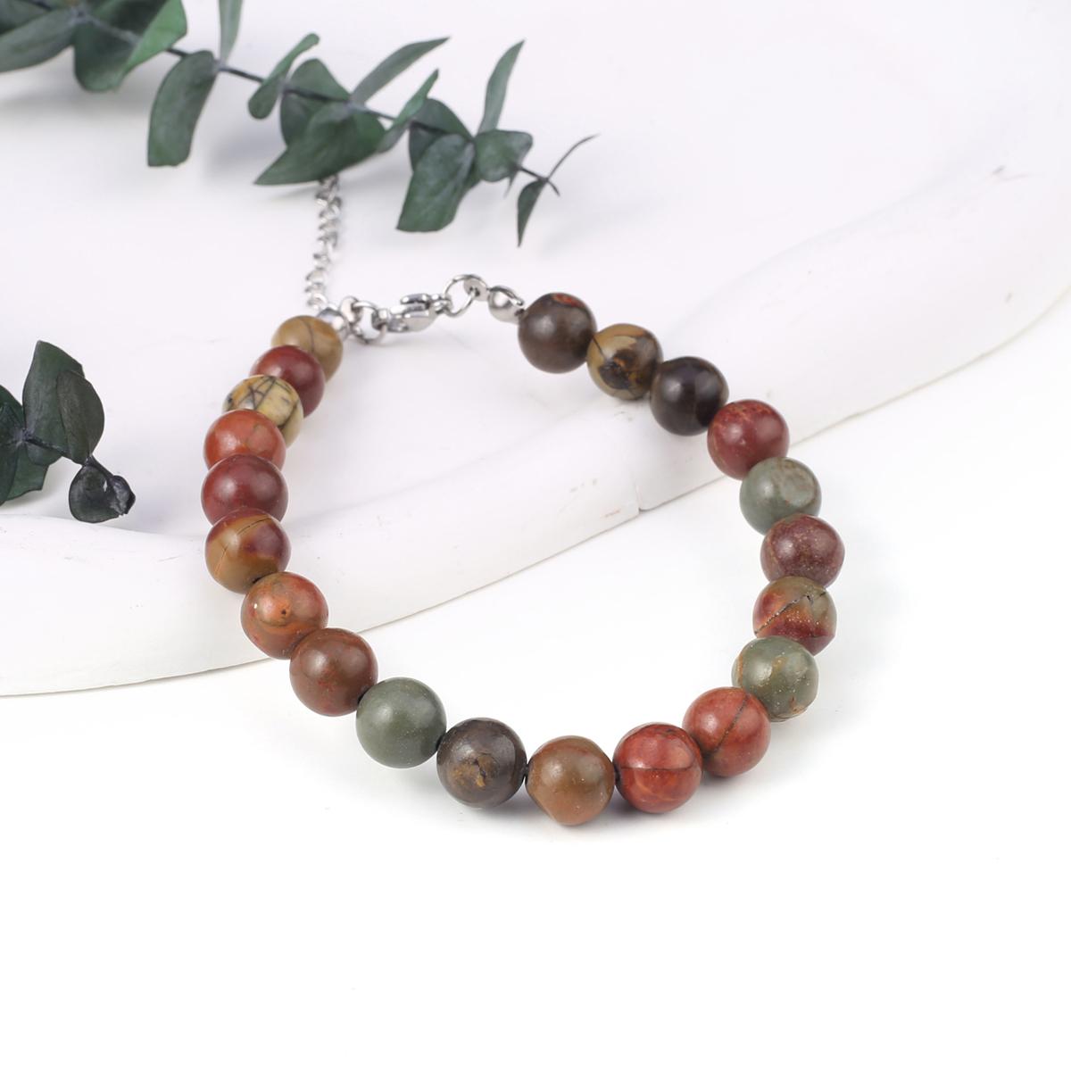 

Новый стильный женский браслет, натуральный камень, флюорит/агат/розовый кварц/унакит, бусины 8X8 мм, подвески для женщин, подарок на день рождения Red Flower