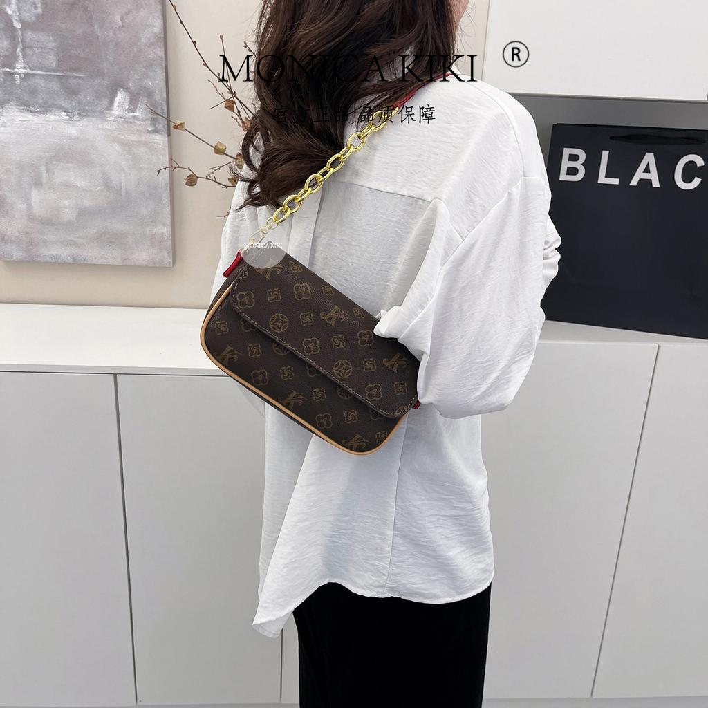 Monica Qiqi Women's Bag 2025 New High-end Fashion Versatile Retro Underarm Bag One Shoulder Crossbody Handbag