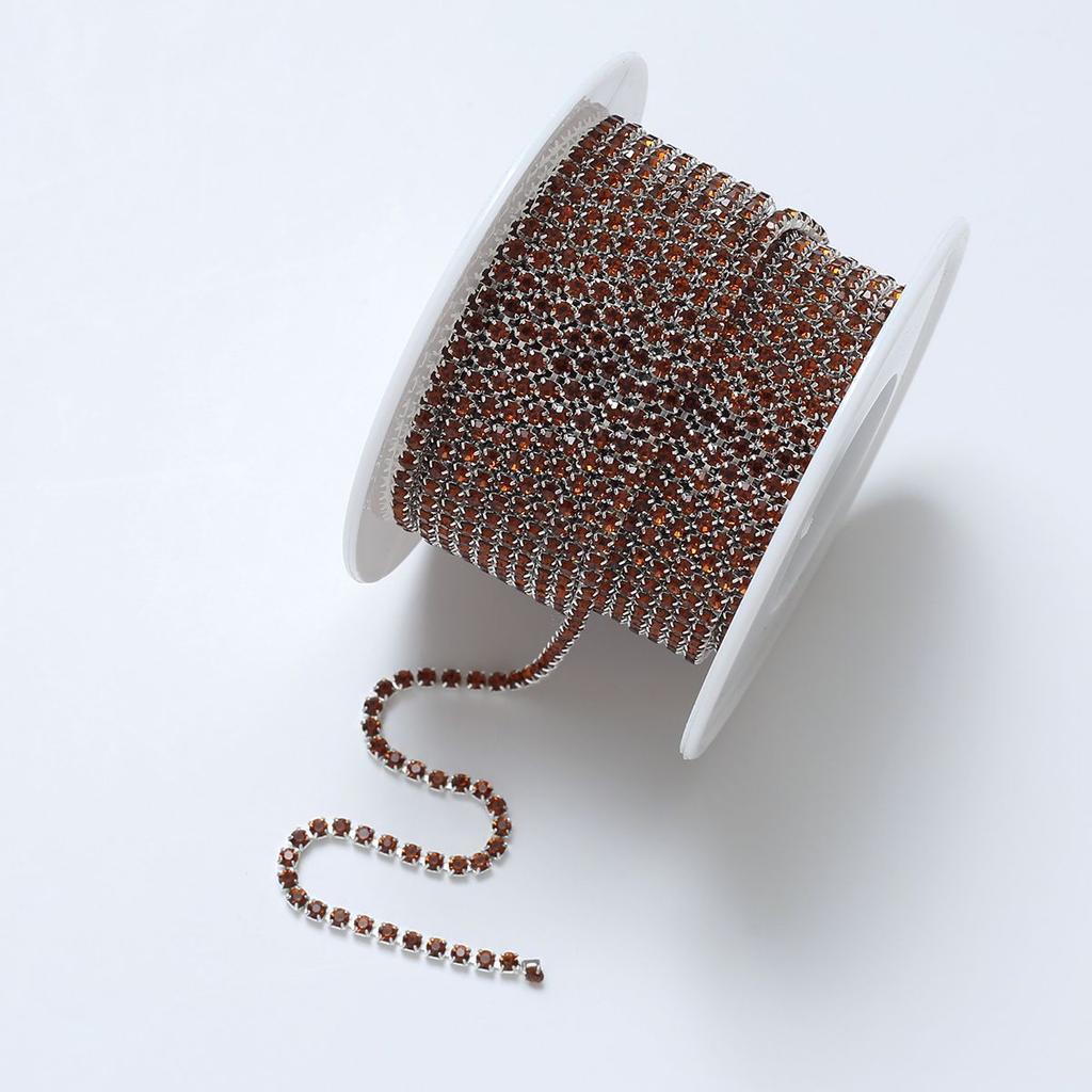 Silver bottom dense claw glass crystal rhinestone claw chain, color inlaid crystal diamond chain DIY mobile phone material sticker diamond accessories