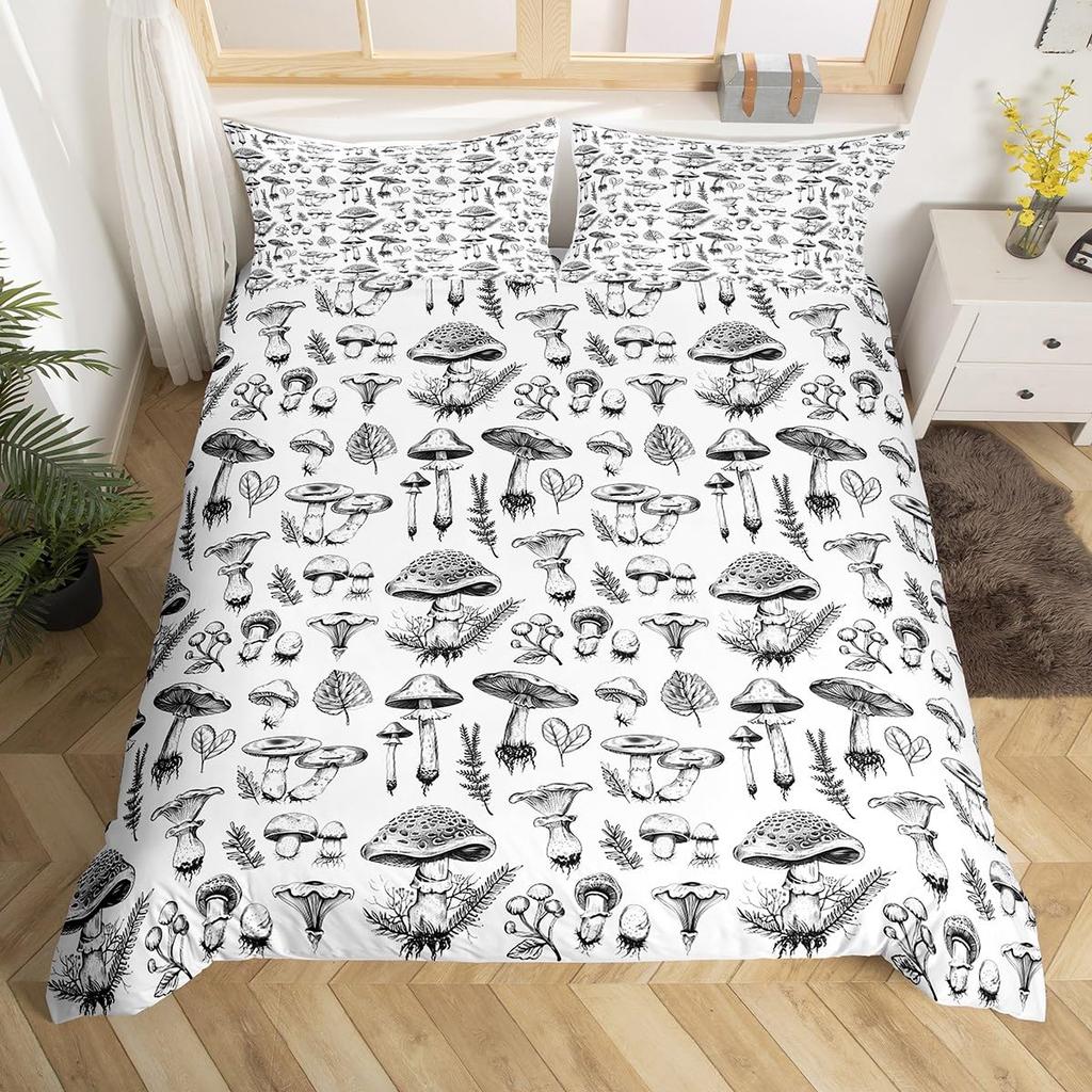 Cartoon Mushrooms Duvet Cover Sets Girls Boys Women Room Decor Kawaii Bedding Cover Set Queen King Single Twin Size No Comforter