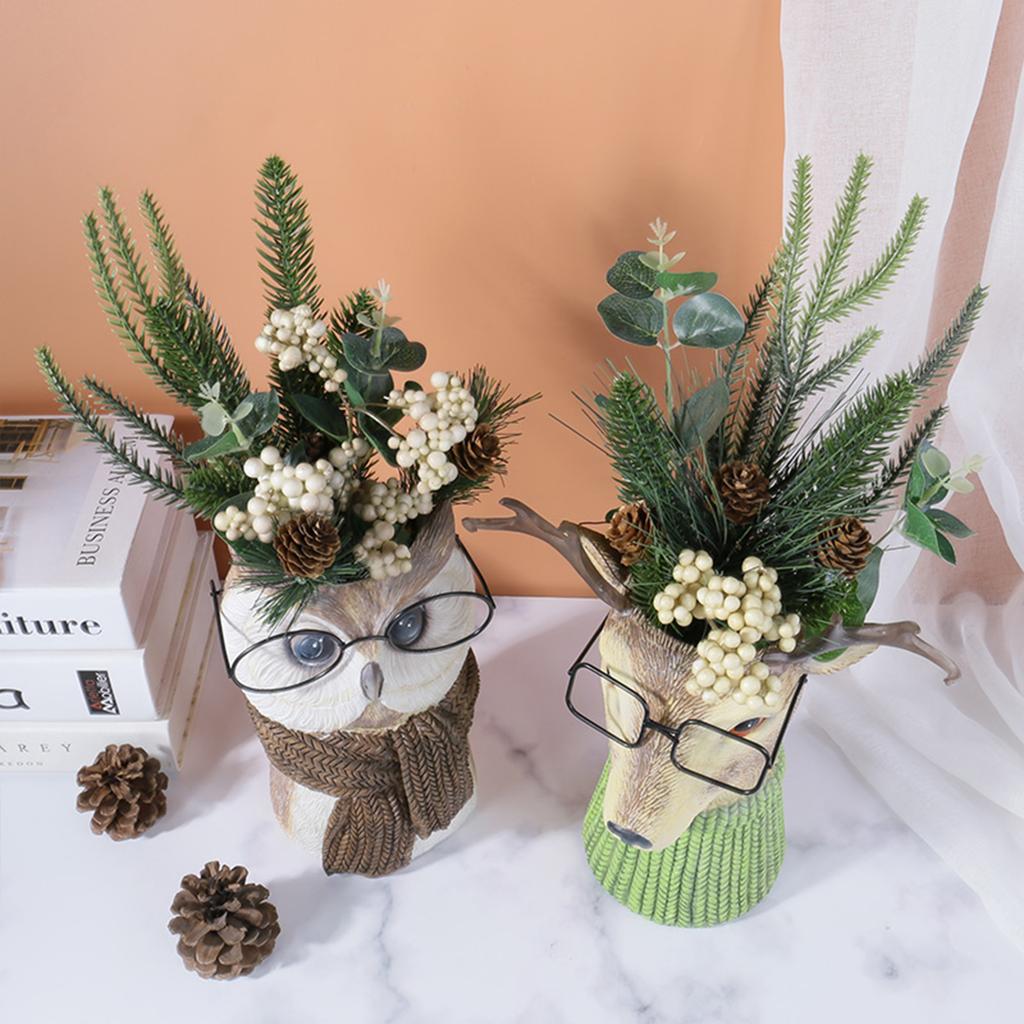Resin Animal Flowerpot Desktop Ornaments Miniature Animal Sculptures Art Crafts Holiday Gifts Home Deocr for Wedding Party