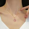 Quality Zircon Flower Pendant Choker Necklace And Earrings Set Stainless Steel Chains Bridal Wedding Prom Fashion Jewelry