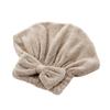 Bow Fleece Coral Solid Color Dry Hair Cap Bathroom Supplies Breathable Durable