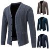 Men Knitting Cardigan V-Neck Long Sleeve Buttons Placket Sweater Jacket with Pockets Solid Color Autumn Winter Knitwear