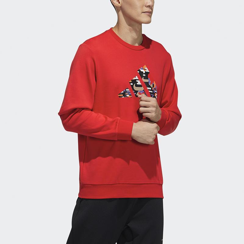 Adidas CNY Series Gfx Swt Logo Print Pullover Sweatshirt Men Tops Light-Crimson GP1838