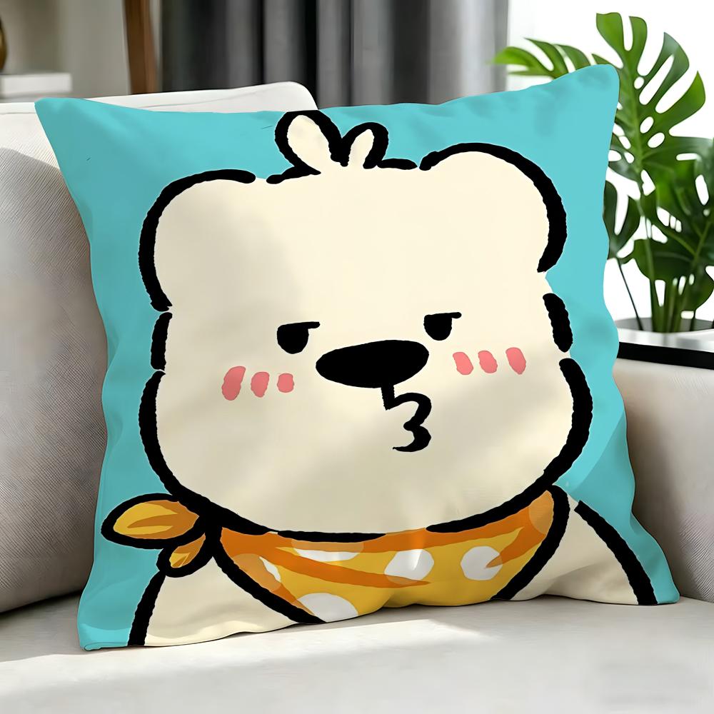 Cute Cute Bear Stickers Cushion Cover Cushion Cover Set 4Pcs 50X50 45X45 40X40 Pillowcase Decorative Sofa Home Decor