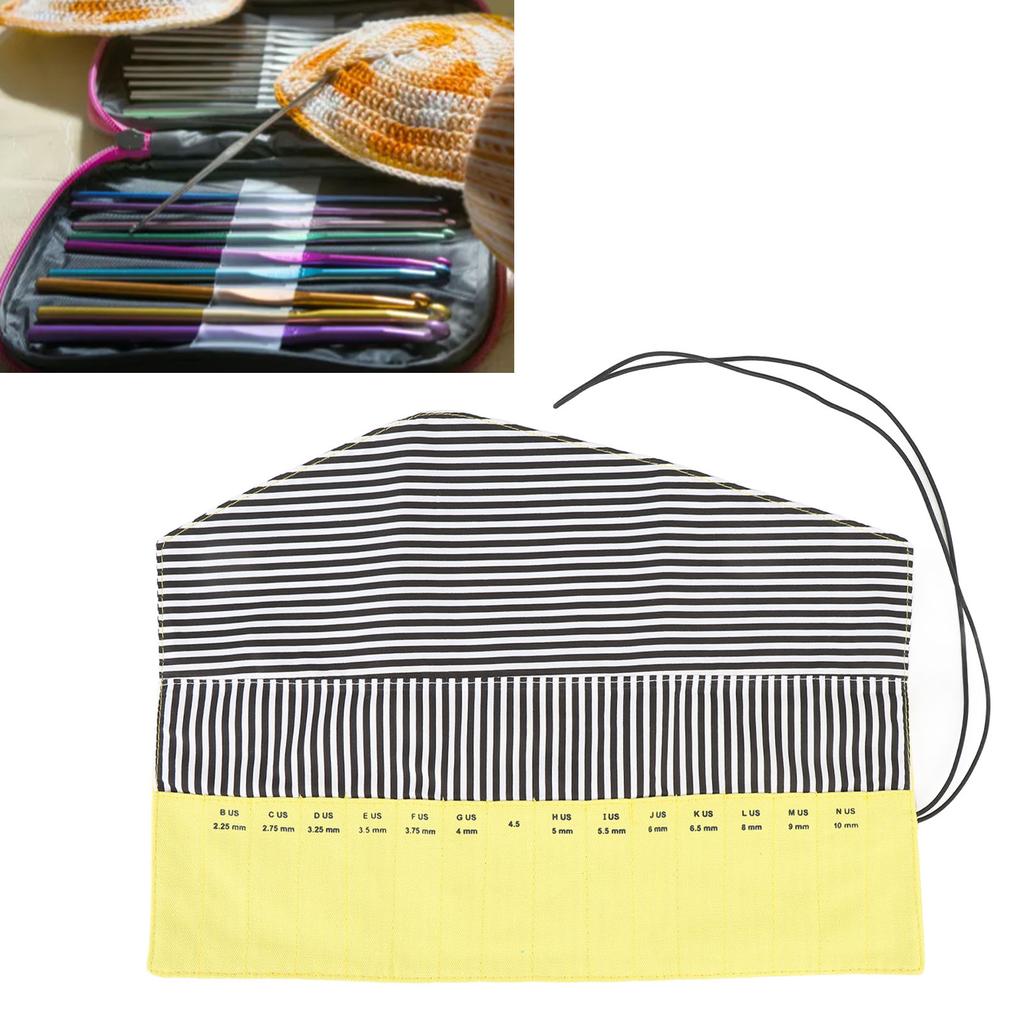 Crochet Hook Storage Bag Portable Oxford Cloth Knitting Needle with Size Markings